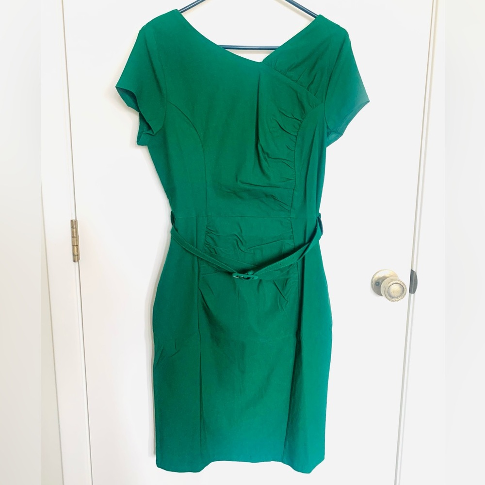 Green-Knee Length Dress